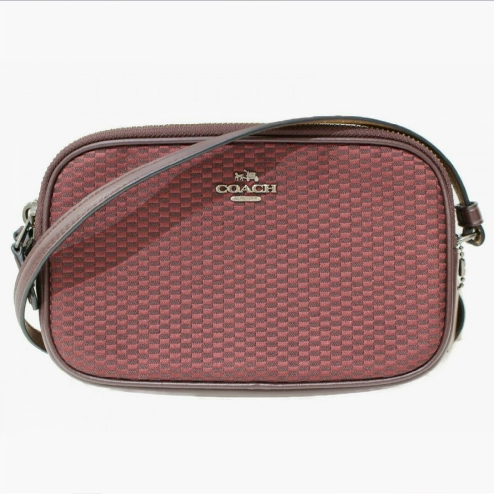 Coach Crossbody Bag - Burgundy Checkered